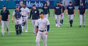 The New York Yankees at Angel Stadium