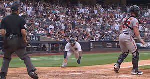 Gleyber sliding home against the Orioles