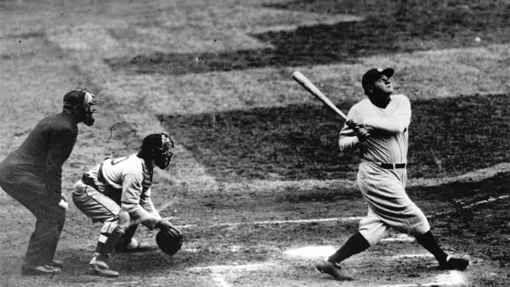 Babe Ruth playing for the Yankees.