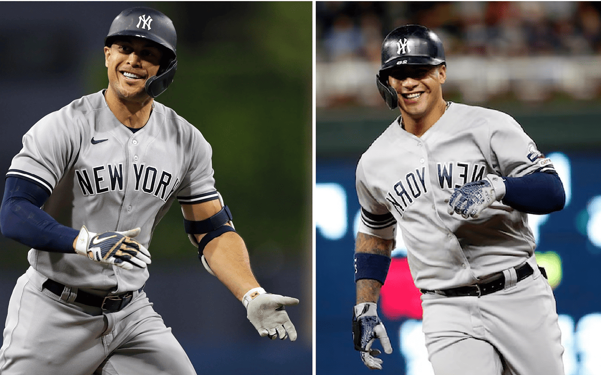 Giancarlo Stanton and Gleyber Torres of the New York Yankees