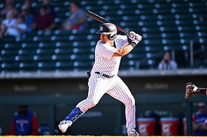 Yankees' top-ranked prospect Jasson Dominguez playing for the Somerset Patriots.