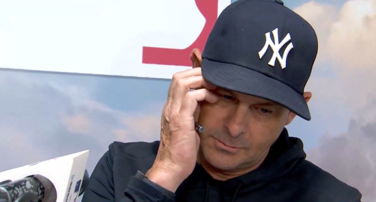 Yankees manager Aaron Boone at a press meet on July 18, 2023 after 5-1 loss to the Angels.