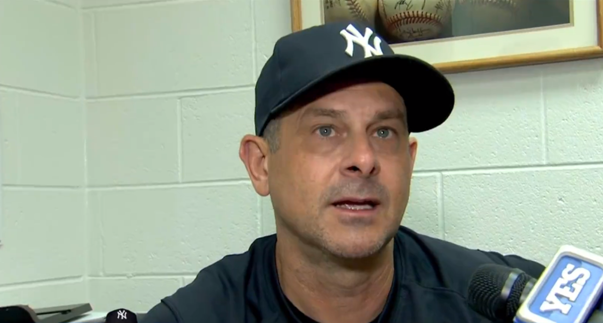 Yankees manager Aaron Boone at a press meet on July 18, 2023.