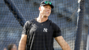 Aaron Judge during an batting practice.