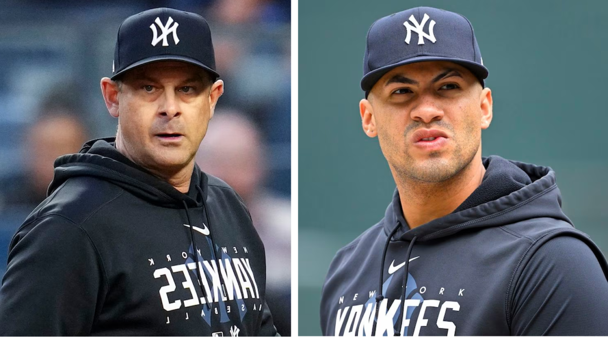 Yankees manager Aaron Boone and second baseman Gleyber Torres 