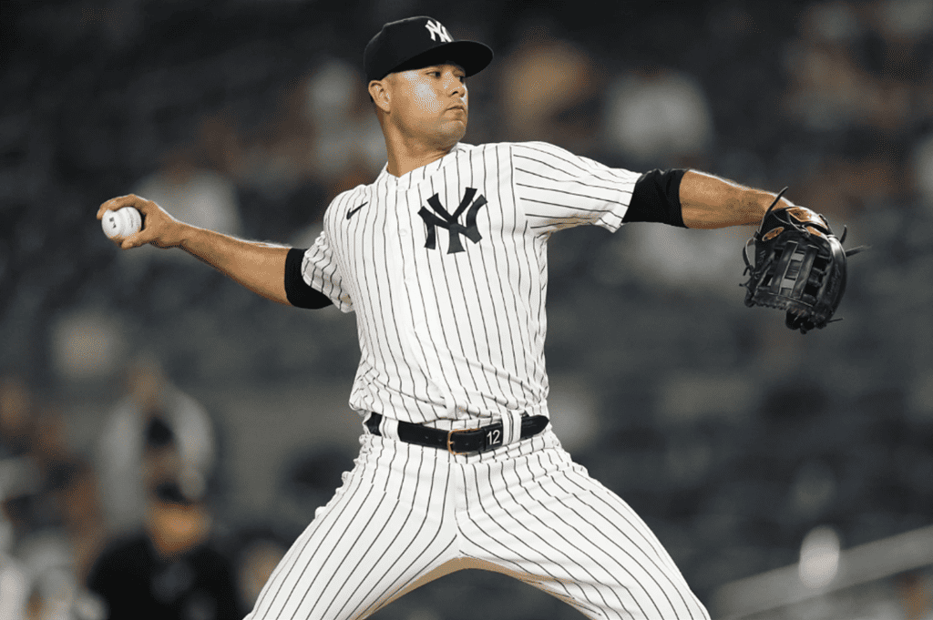 Isiah Kiner-Falefa is pitching in the Yankees vs. Orioles game on July 7, 2023.