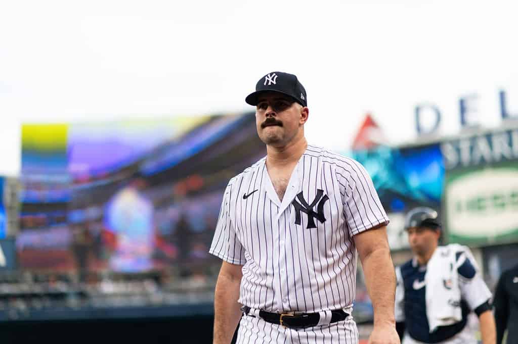 Carlos Rodon makes his Yankees' debut against the Cubs, on July 7, 2023.