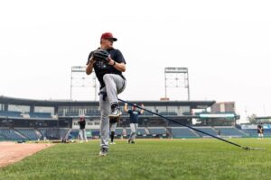 Yankees prospect Richard Fitts is seen during a practice session at George Steinbrenner Field in Tampa, Florida.