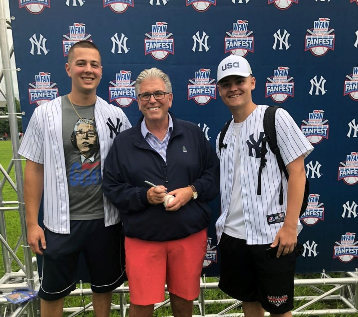 Mike Francesa is with Yankees fans during a fanfest in 2019.