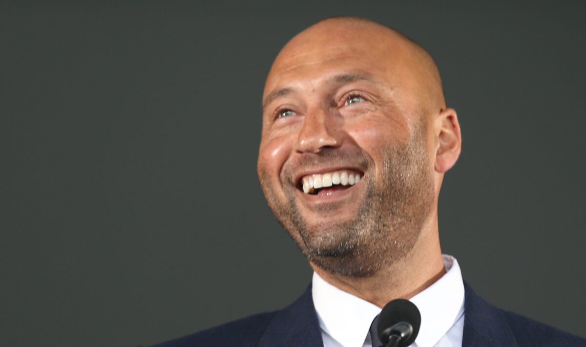 Derek Jeter is all smiles after he was inducted into the Baseball Hall of Fame in Cooperstown, New York Sept. 8, 2021. The former shortstop spent his entire 20 year career in pinstripes as a New York Yankee.Derek Jeter Inducted Into Baseball Hall Of Fame