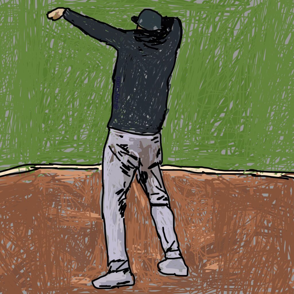 A cartoon rendition of how Yankees manager Aaron Boone reacted to his ejection vs. the White Sox on Aug 07, 2023.