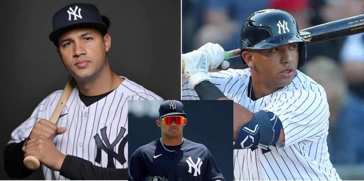 Yankees prospects outfielder Everson Pereira and infielder Oswald Peraza and inset is Jasson Dominguez
