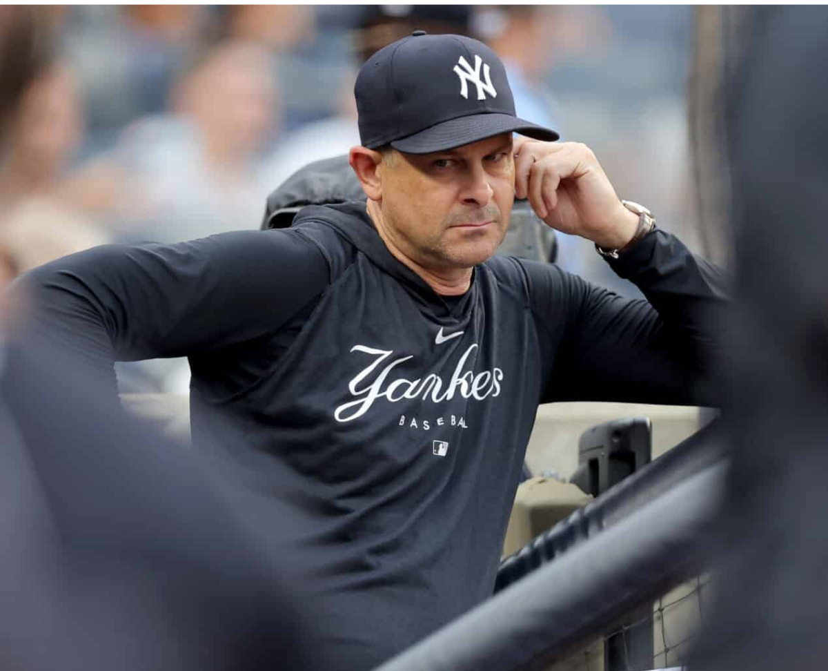 Yankees manager Aaron Boone is at Guaranteed Rate Field prior to the Yankees vs. White Sox game on August 8, 2023.