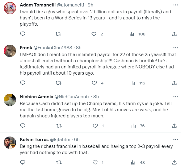 Yankees fans chant for team to 'fire Cashman' amid 'disaster' 2023