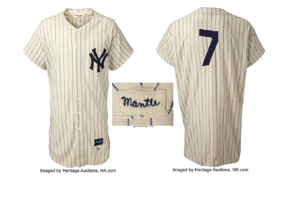 A 1958 game-worn Mickey Mantle jersey sells for record $4.68