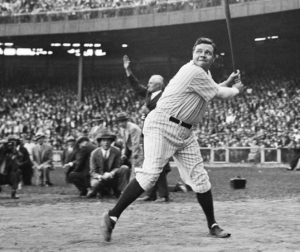 Babe Ruth in Action at Yankee Stadium.