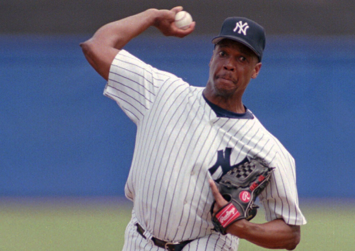 Gooden in action for the Yankees.