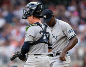 Yankees players during the game against Red Sox.