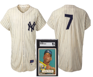 The 1958 Mickey Mantle Yankees jersey and 1952 Mickey Mantle card