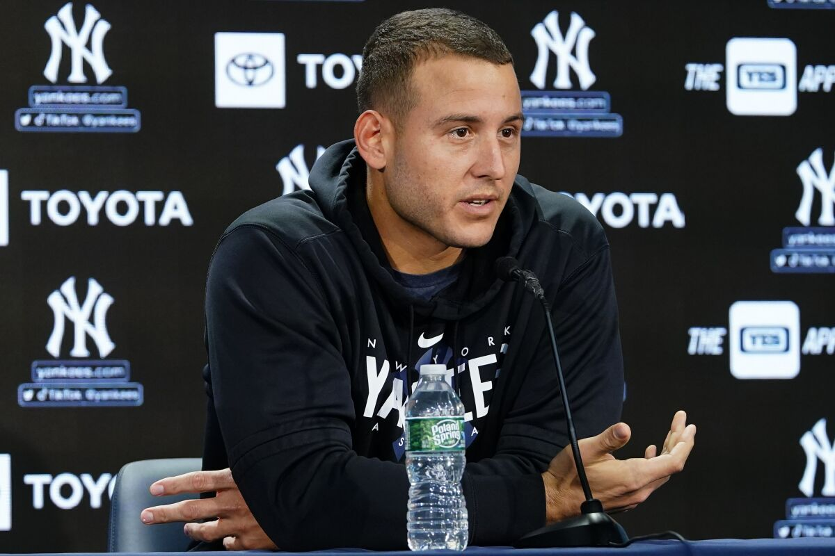 Anthony Rizzo during the press conference, on August 3rd, 2023.