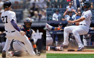 The slow running of Giancarlo Stanton deprived the Yankees of a run against the Astros on Aug 5, 2023, at Yankee Stadium.