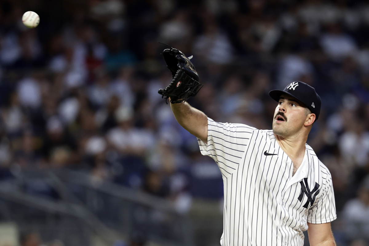 Carlos Rodon is seen during his start for the Yankees against the Astros on July 06, 2023, at Yankee Stadium.