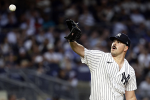 Carlos Rodon is seen during his start for the Yankees against the Astros on July 06, 2023, at Yankee Stadium.