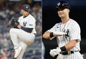 Ex-Yankees LF Andrew Benintendi and current Yankees relief pitcher Keynan Middleton.