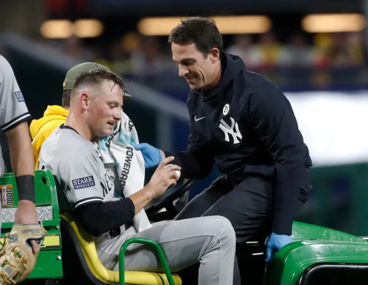 Yankees Anthony Misiewicz is carted away to hospital after hit by a 100-mph line drive by Pirates' Ji-hwan Bae at PNC Park on Sept 15, 2023.