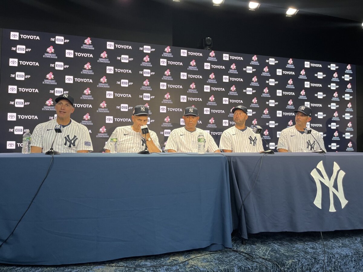 Yankees Core Four with their manager Joe Torre at Yankee Stadium on Sept. 09, 2023.