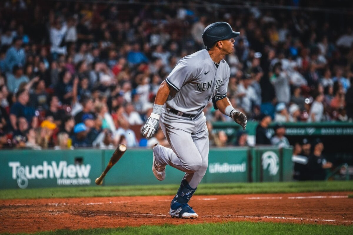 Oswald Peraza runs after hitting a home run in Yankees vs. Red Sox game on Sept 14, 2023, at Fenway Park.