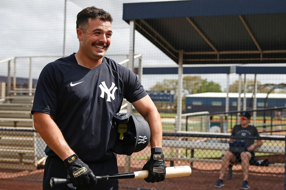 Yankees' Austin Wells is at Tampa during a practice session.