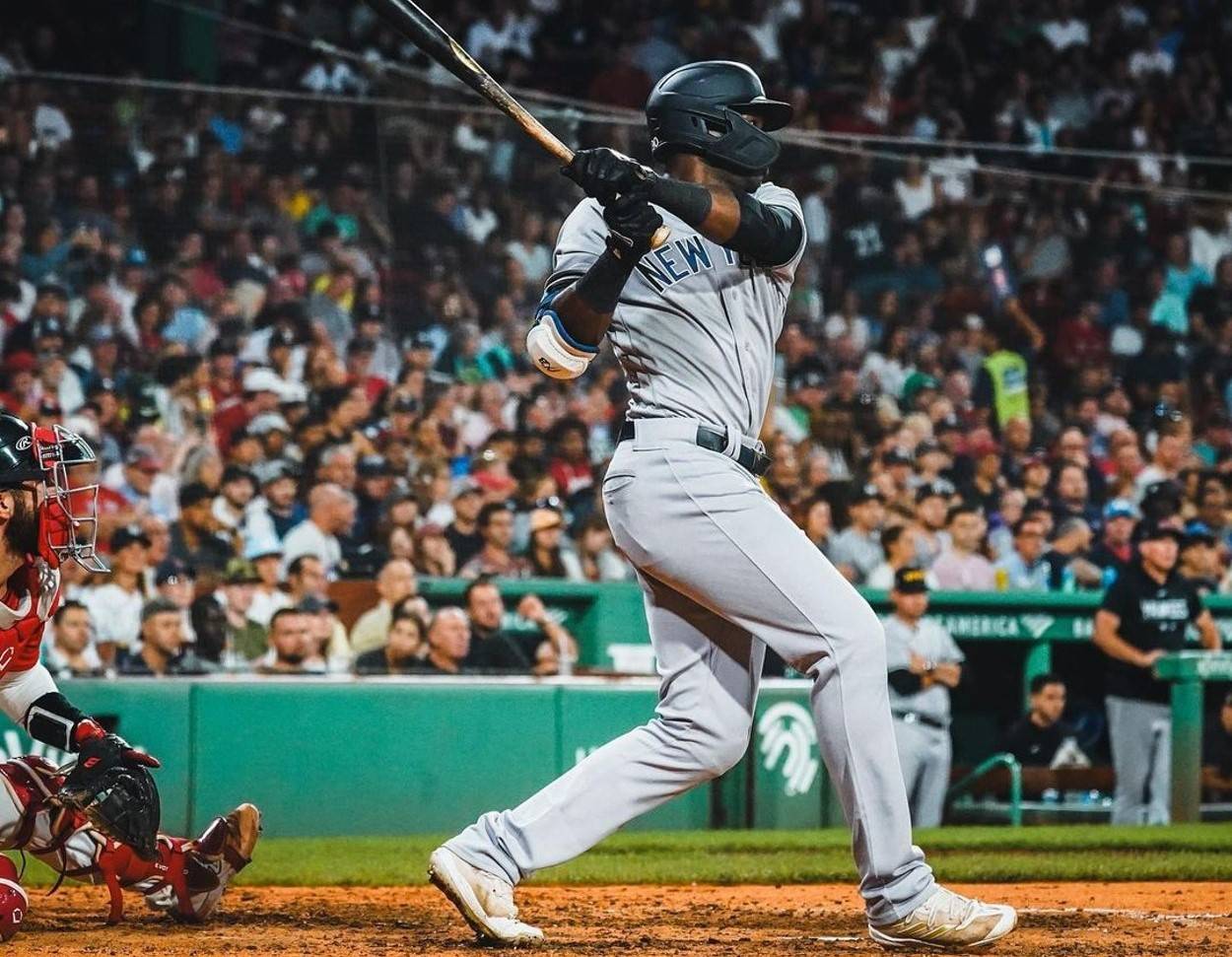 Estevan Florial is in action during the Yankees vs. Pirates game in PNC Park on September 15, 2023.