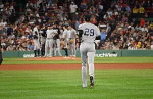 The New York Yankees team at Fenway Park