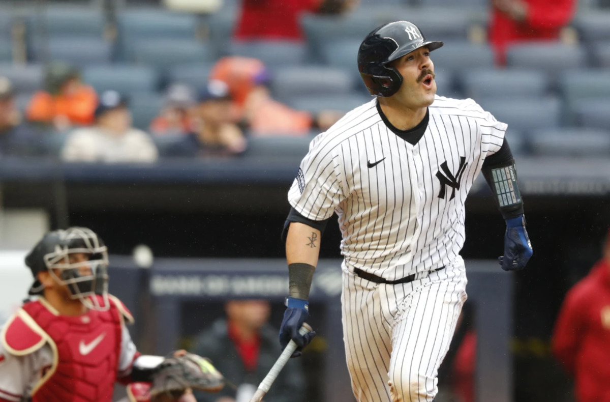 Yankees' Austin Wells hits his second home run at Yankee Stadium on September 25, 2023.