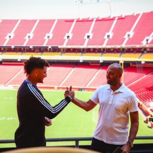 Derek Jeter with NFL superstar Patrick Mahomes