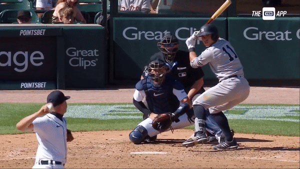 Anthony Volpe hits a three-run HR in the Yankees vs. Tigers game at Comerica Park on Aug 31, 2023.