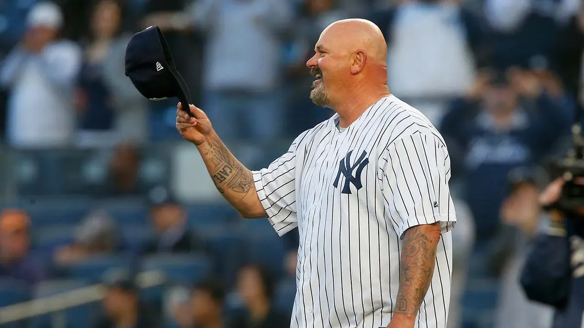 Ex-Yankees pitcher David Wells at Yankee Stadium during the Yankees Old-Timers Day on September 09, 2023.