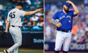 Yankees ace Gerrit Cole and Toronto starting pitcher Alek Manoah