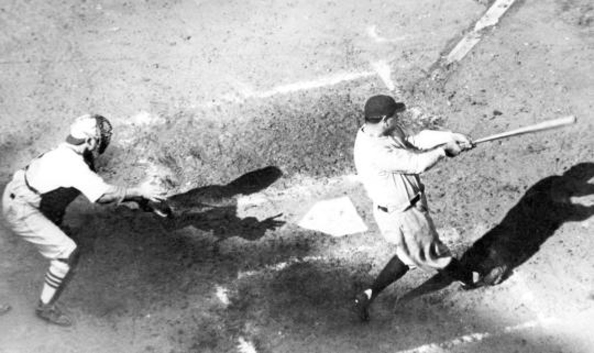 Yankees legend Babe Ruth hit three home runs in World Series Game 4 against the Cardinals at St. Louis' Sportsman Park on October 6, 1926.