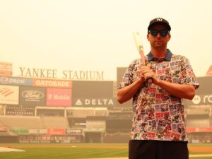 Kyle Higashioka is at Yankee Stadium for a Special Operations Warrior Foundation fundraiser in 2023.