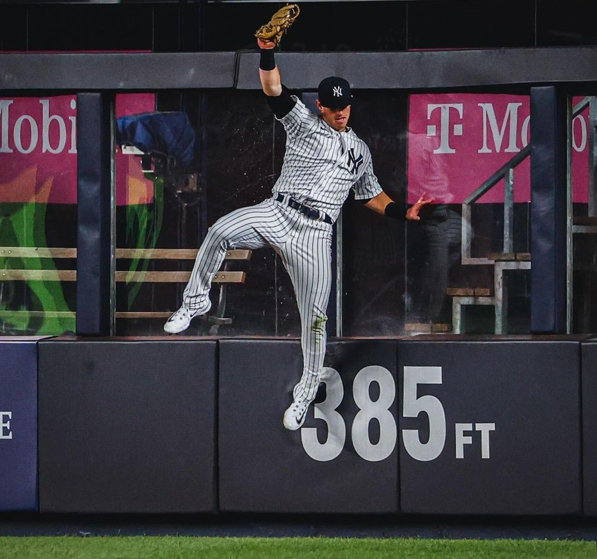 Yankees' Billy McKinney makes an unbelivable catch to rob Drew Waters of the Royals on July 21, 2023, at Yankee Stadium.