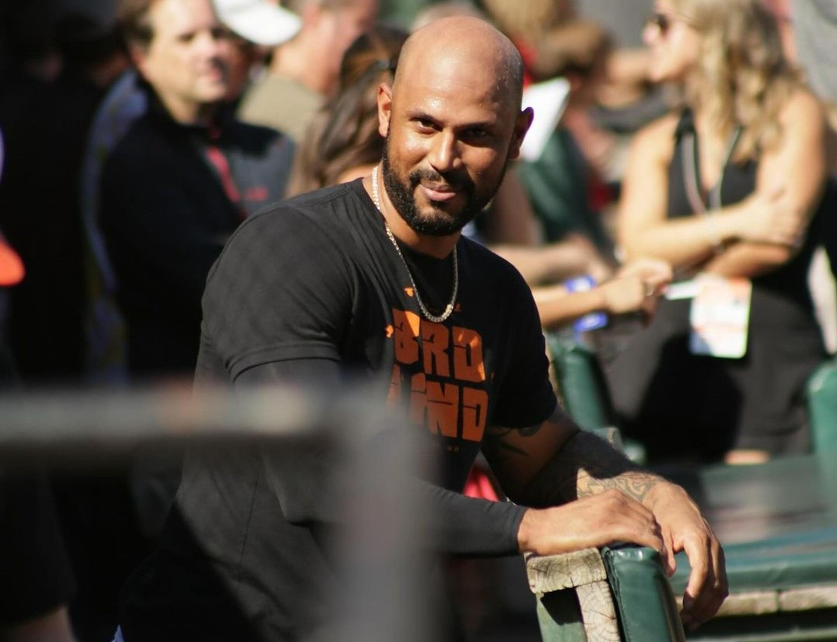 Yankees castoff and Baltimore backup Aaron Hicks at Oriole Park at Camden Yards.