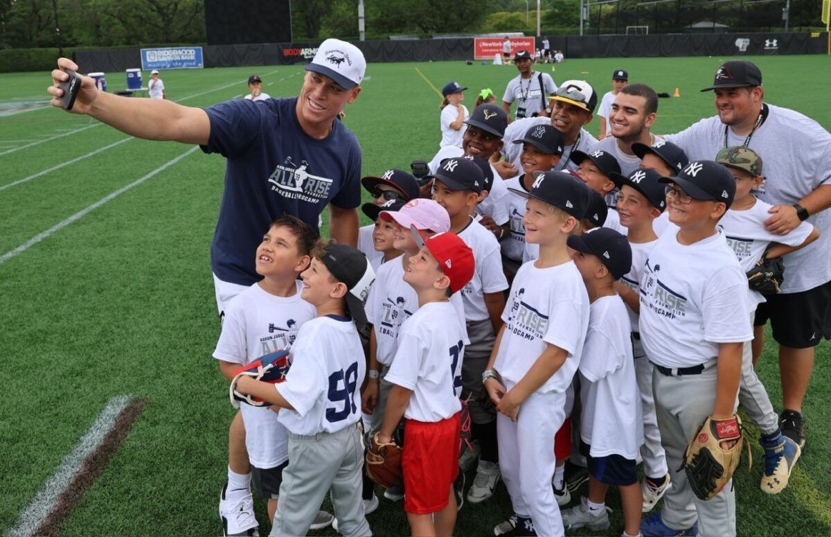 Yankees star Aaron Judge at a charity event by his All Rise Foundation in July 2023.