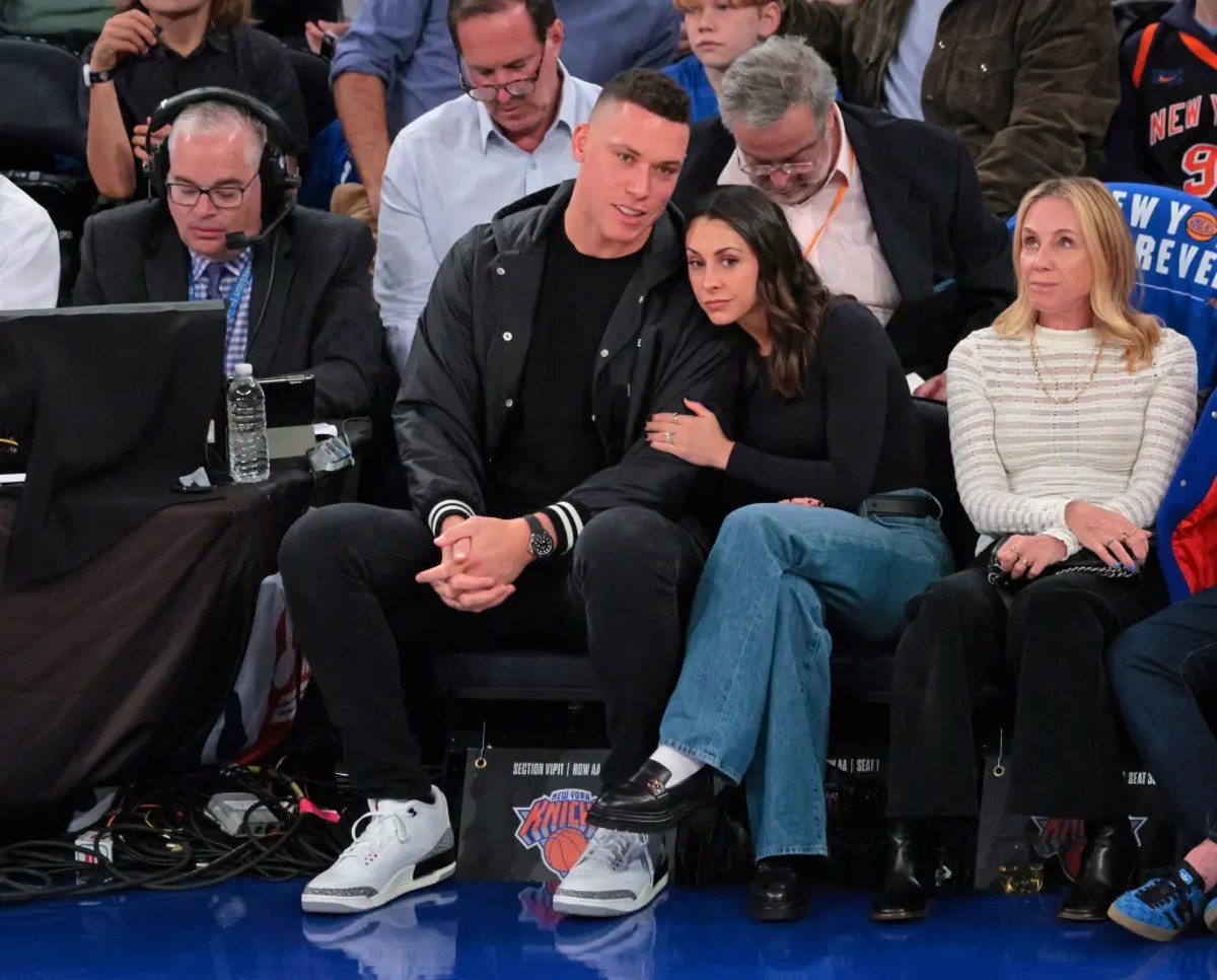 Aaron Judge and wife Samantha Bracksieck attended the Knicks' season opener on Oct. 25, 2023. 4 Aaron Judge and wife Samantha Bracksieck attended the Knicks’ season opener on Oct. 25, 2023.