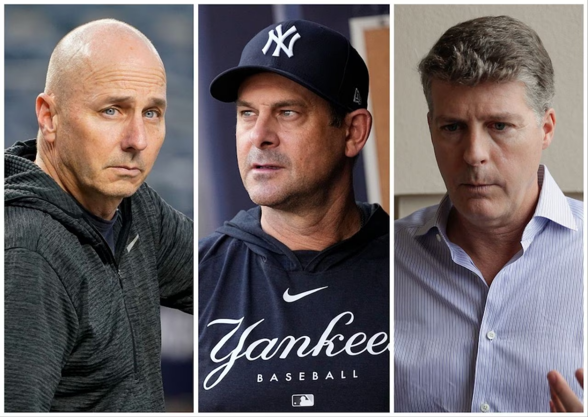 Yankees owner' Hal Steibrenner, the general manager Brian Cashman, and the manager Aaron Boone