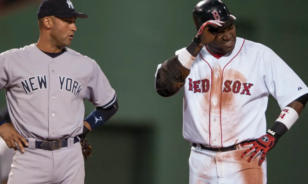 Ex-Red Sox player David Ortiz with the legend of the Yankees, Derek Jeter