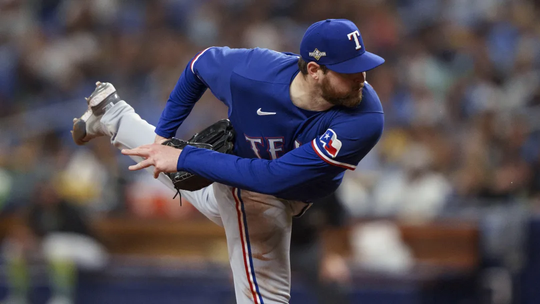 Jordan Montgomery playing a game with Texas Rangers.