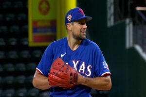 Former player of the Yankees Nathan Eovaldi collects six strikeouts over five innings of work in his start against the Royals