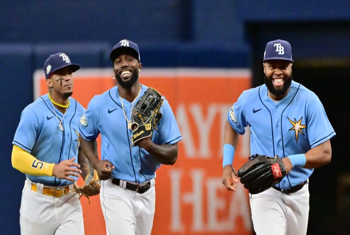 Tampa Bay Rays players during an MLB game